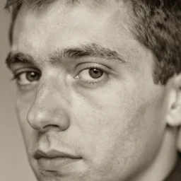sepia photograph of claude monet, portrait, soft focus, sony a 7 r, eye focus
