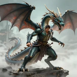 a man transforming into a dragon, 8 k digital art, highly detailed