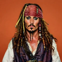 portrait of johnny depp as captain jack sparrow, highly detailed, centered, solid color background, digital painting