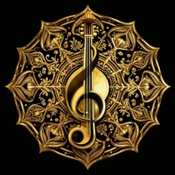 bass clef inferno high quality, mandala, black background