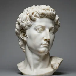 marble white statue of Elon Musk by Grucio Sophrdeltes (circa 300 BC), photo of the head of the statue