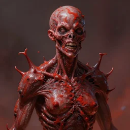 scifi art by Greg Rutkowski, a person infected with a kind of reddish silt that is sprouting from all over his body, violent and vicious appearance, scifi, space horror, digital painting, artstation, concept art, smooth, sharp foccus ilustration, Artstation HQ.