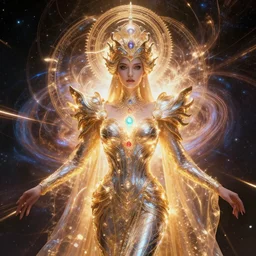 portrait of the powerful empress of the solar system in the style of anna dittmann and in the style of irakli nadar. glowing, ornate and intricate, stunning, dynamic lighting, intricate and detailed.