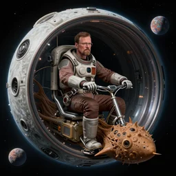 Walter White riding inside of a space shit, orbiting a strange planet, hyperdetailed, artstation, cgsociety, 8k
