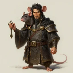 a detailed portrait of a rat guardian holding a key, by victo ngai and greg rutkowaki, digital art, realistic painting, very detailed, fantasy, character design, dnd, trending on artstation