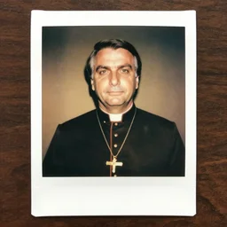old polaroid of jair bolsonaro as a bishop, pictorialism