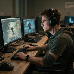 Friend sits at computer waiting to play tarkov