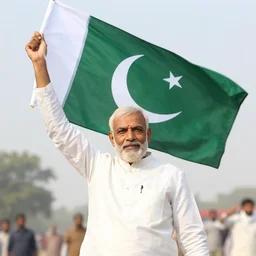 portrait of arvind kejriwal hoisting pakistan flag