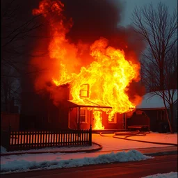 house fire, 8 k, shot on film camera