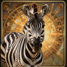 zebra portrait by louis - theophile hingre and alphonse mucha, realistic, sharp focus, art nouveau, smart, wisdom, power, victorious
