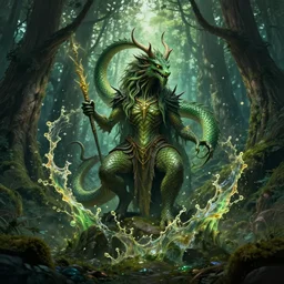 druid magic forest splash art graphic design art, fantasy, highly detailed, art by greg rutkowski
