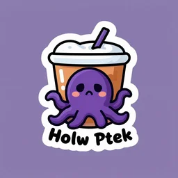 a kawaii Halloween coffee logo for a YouTuber based on the vampire squid