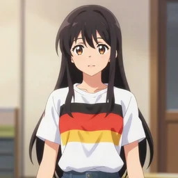 anime girl with german flag on her shirt