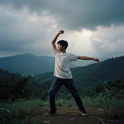 A Filipino teenager voguing, 35mm film, ethereal, rule of thirds by Iwai Shunji