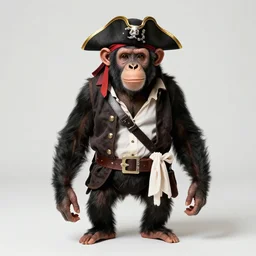 perfectly centered photo, chimp wearing pirate costume, 8 k uhd, candid photography, accurate, highly detailed, by anne stokes