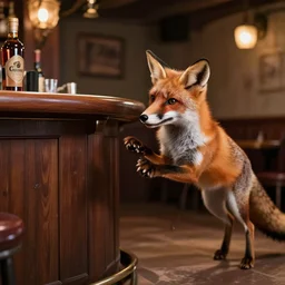a fox getting in a bar fight