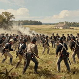 The Battle of Gettysburg, Civil War historical depictions between the Union and Confederacy, National Geographic, historical artistic depiction, trending on artstation, digital art, by Greg Rutkowski