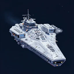 super realistic pixel art of a futuristic space battlecruiser, 4K, as seen on ArtStation, matte colours, centred