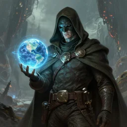 rogue masked male wearing a cloak on an alien world and holding a holographic planet projection in his hand, detailed, sci - fi, digital painting, artstation, sharp focus, illustration, artgerm, tomasz alen kopera, peter mohrbacher, donato giancola, joseph christian leyendecker, wlop, frank frazetta