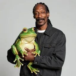 Snoop Dogg holding a frog for a 1990s sitcom tv show, Studio Photograph, portrait, C 12.0