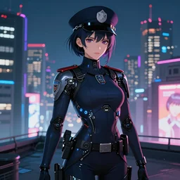 portrait anime visual futuristic female cyber police, on cyberpunk neon light tokyo rooftop, ssci - fi and fantasy, intricate and very beautiful, human structure, concept art, sharp focus, anime by rossdraws and magali villeneuve and liya nikorov and luxearte, frostine engine