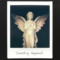 something happened blurry picture. polaroid portra 8 0 0 bleeding angel statue