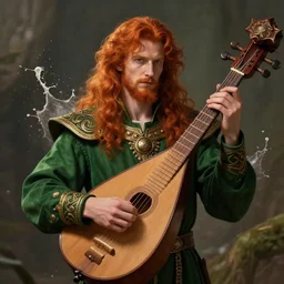 [ important ] amazing masterclass portrait of a male redhead bard, green clothes, ornamented lute ], hearthstone splash art, deiv calviz, splash art, natural light, elegant, intricate, fantasy, atmospheric lighting, by greg rutkowski, hearthstone splash art, hd wallpaper, ultra high details, cinematic composition, professional master piece made in one year