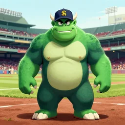 ukiyo - e portrait of the green monster, fenway park