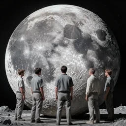 large Moon Men on the moon” Deep Dream, Digital art, concept art, detailed, Art station,3-D 4K, Amazing landscaped background, matte painting, Frank Franzettta,