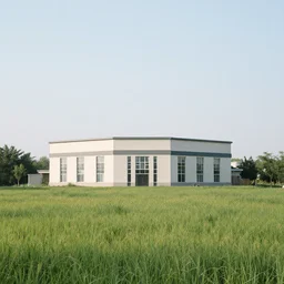 a building in a landscape, simple