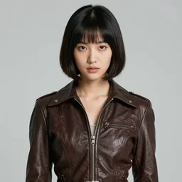 youthful asian blade runner demure, exquisite features, feminine cut, 1 9 7 0's frontiers in flight leather suit, butcher billy