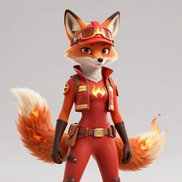 an anthropomorphic female fox dressed as a fire - themed superhero in the style of anti - art trending on artstation deviantart pinterest furaffinity detailed realistic hd 8 k high resolution