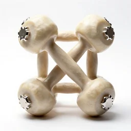 ivory dumbbell set, high detail macro photography, isolated on a pure white background, centered, entire object in frame, sharp focus, soft studio lighting