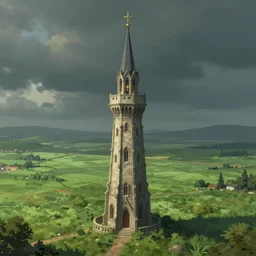The elegant single lonesome Magical wizards tower, green fields in the background, wide angle, cinematic, art by Donato Giancola and Bayard Wu, digital art, trending on artstation