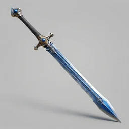 Glaive, 3D render, fantasy weapon, long, sharp, fantasy detailing, tinted blue