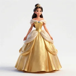 confident princess in ball gown, detailed 3d character render, full body, standing, isolated on a pure white background, centered, whole figure in frame, sharp focus, studio lighting