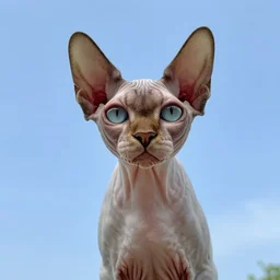 bingus, sphinx cat, staring at you from sky