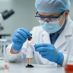scientist creating a tiny woman, high quality