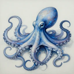 a painting of an octopus with blue and white tentacles, concept art by earnst haeckel, polycount contest winner, generative art, bioluminescence, concept art, lovecraftian