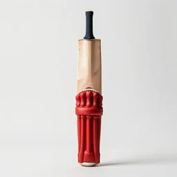 ruby red cricket bat, photorealistic, isolated on a pure white background, centered, entire object in frame, sharp focus, soft studio lighting