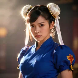 portrait art of Chun Li 8k ultra realistic , lens flare, atmosphere, glow, detailed,intricate, full of colour, cinematic lighting, trending on artstation, 4k, hyperrealistic, focused, extreme details,unreal engine 5, cinematic, masterpiece