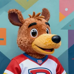 close up portrait of Youppi Habs Mascot Profile Picture by Sachin Teng, asymmetrical, Organic Painting, Matte Painting,  geometric shapes, hard edges, graffiti, street art,:2 by Sachin Teng:4