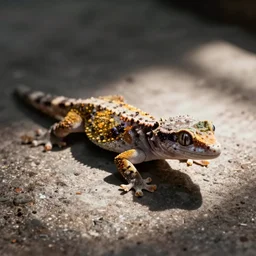 stern cute gecko, realistic, cinematic