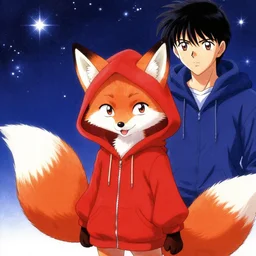 The Little Fire Fox Spirit Wearing a Red Hoodie Under Stars Mark Riddick Alexey Egorov Inio Asano Mangaka monogatari