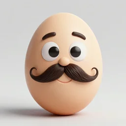 an egg with a mustache and goatee, looking very pleased with itself