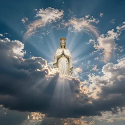 wide ~ angle sky with [ ~ < ~ virgin mary cloud ~ > ~ ] in center path tracing ray tracing illusion