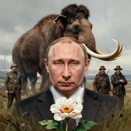 vladimir putin, is unga bunga, mammoth hunting, macabre, by donato giancola and greg rutkowski and wayne barlow and zdzisław beksinski, realistic face, digital art