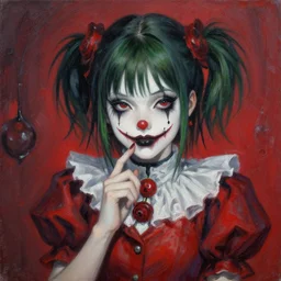 beautiful! beautiful! coherent and aesthetic portrait of an anime goth clowngirl, painted by ilya kuvshinov!!! and zdzislaw beksinski