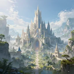 in a ethereal magical elven city, 8k, HDR, award-winning, landscape, trending on, artstation, smooth, sharp focus, super resolution, cgsociety, cinematic, volumetric lighting