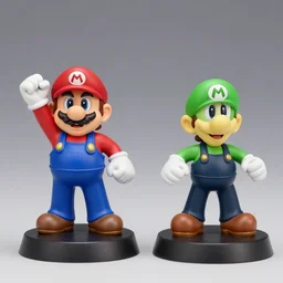 Wario and Waluigi as Warhammer miniatures, natural tones